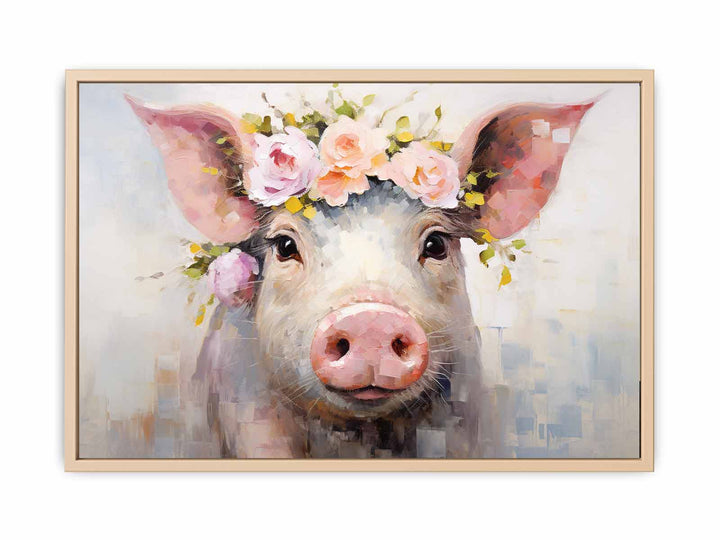 Pig Flower Modern Art Painting  Poster