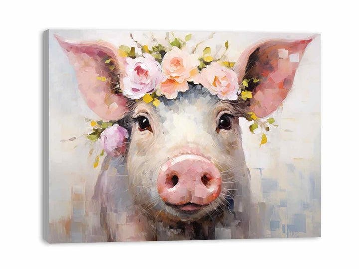 Pig Flower Modern Art Painting 