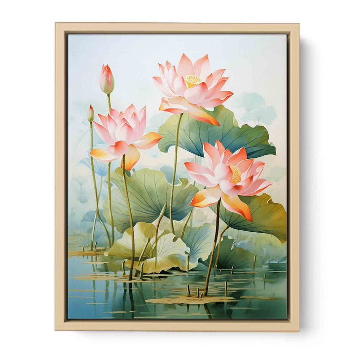Flower Lotus Modern Art  Painting  Framed Print