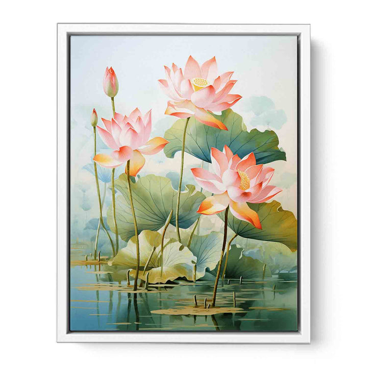 Flower Lotus Modern Art  Painting  Canvas Print