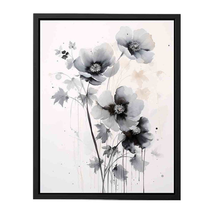 Black White Flower Painting  