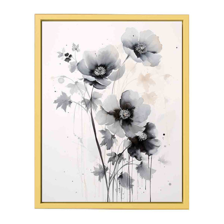 Black White Flower Painting   Poster