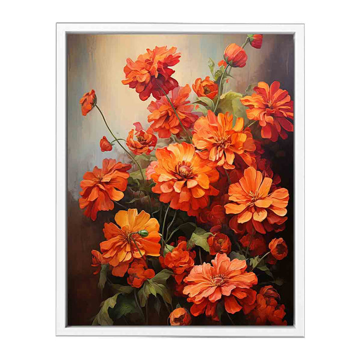 Flower Orange Art Painting  Canvas Print