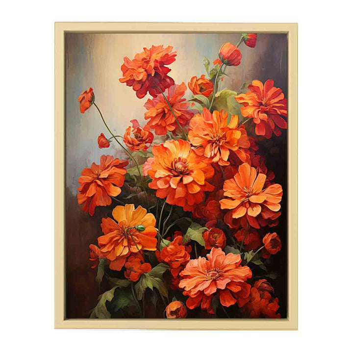 Flower Orange Art Painting  Framed Print