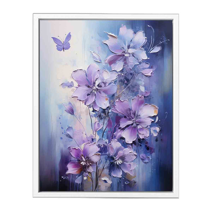 Flower Purple Grey Art Painting  Canvas Print