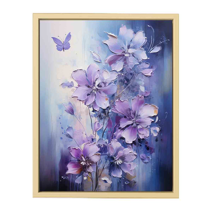 Flower Purple Grey Art Painting  Framed Print