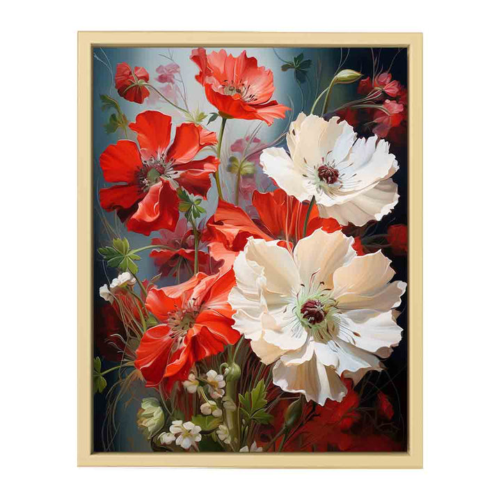Flower Red White Art Painting  Framed Print