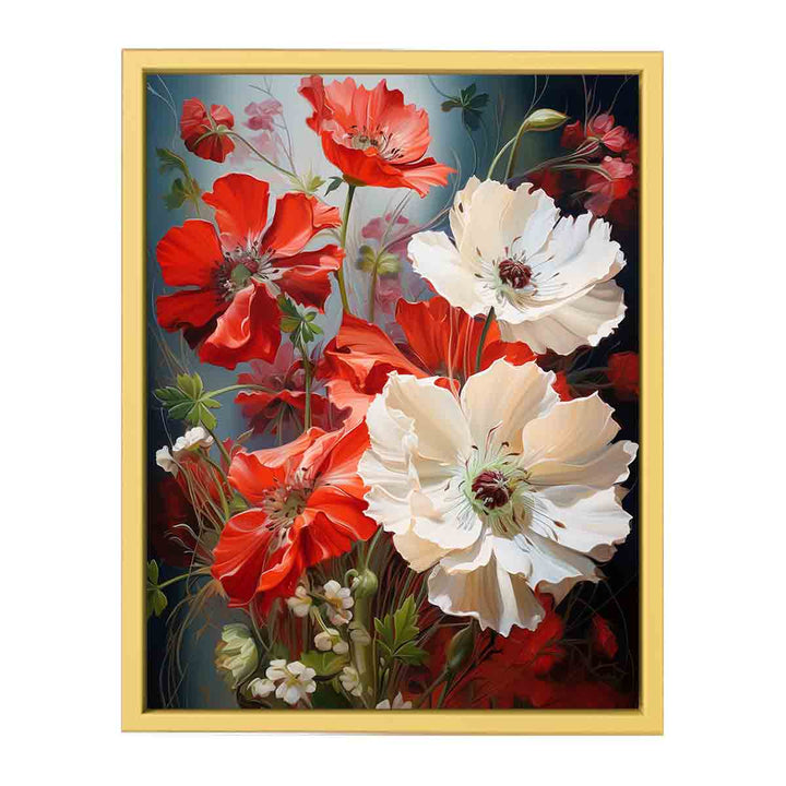 Flower Red White Art Painting   Poster