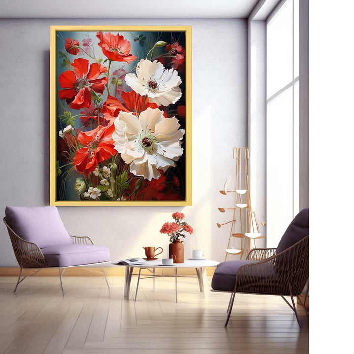 Flower Red White Art Painting  