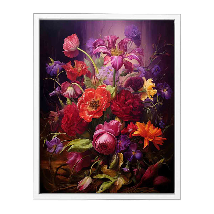 Purple And Red Flowers Painting