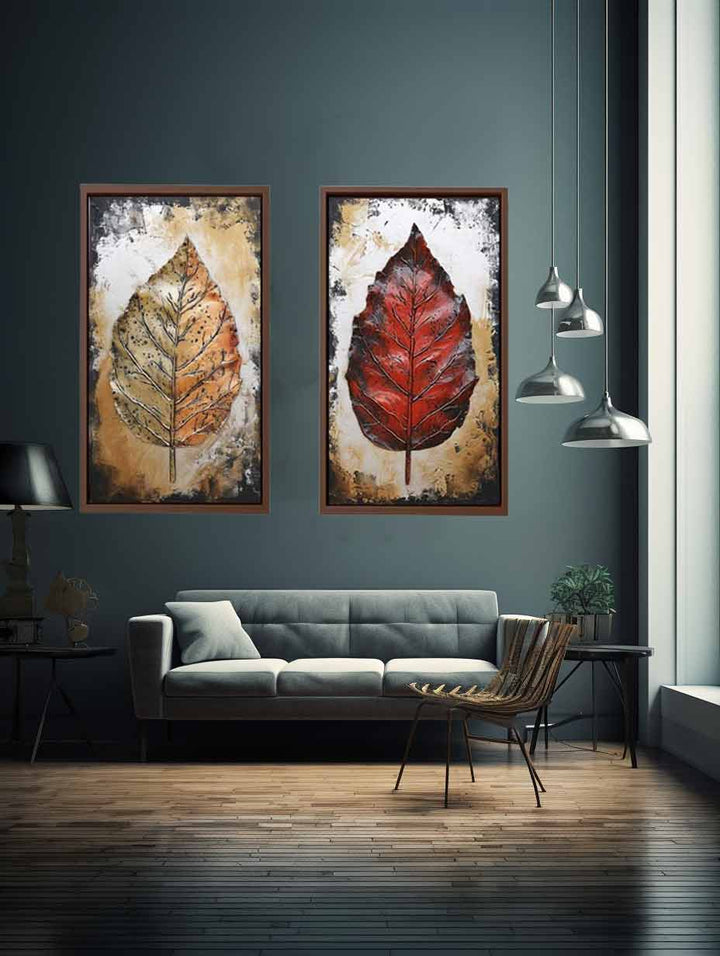 2 Piece Leaf art Painting Set