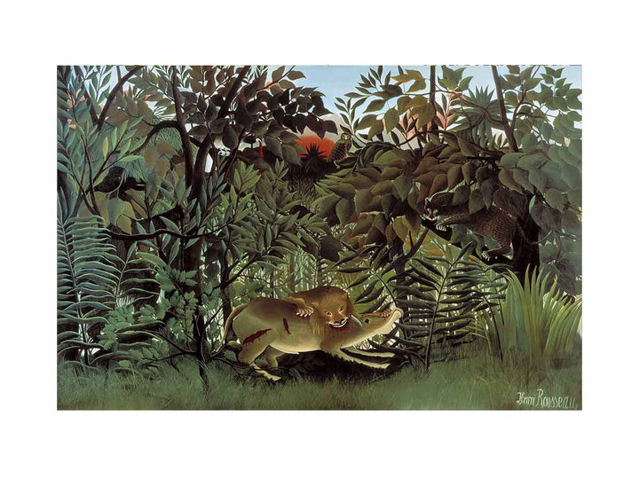 The Hungry Lion Throws Itself On The Antelope 1905