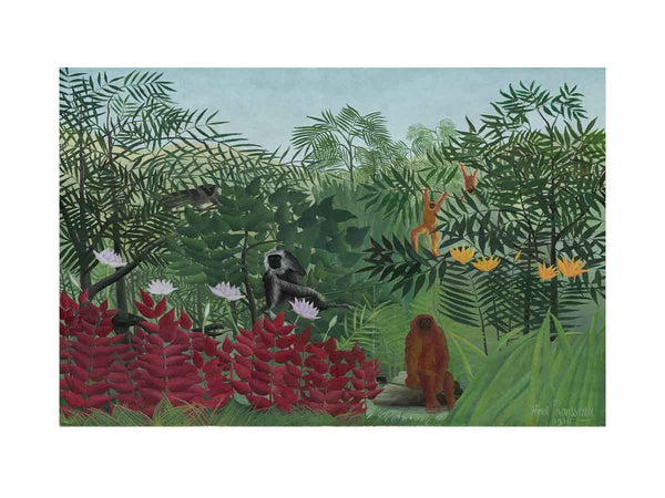 Tropical Forest With Apes And Snake