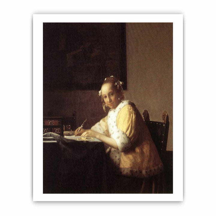A lady writing