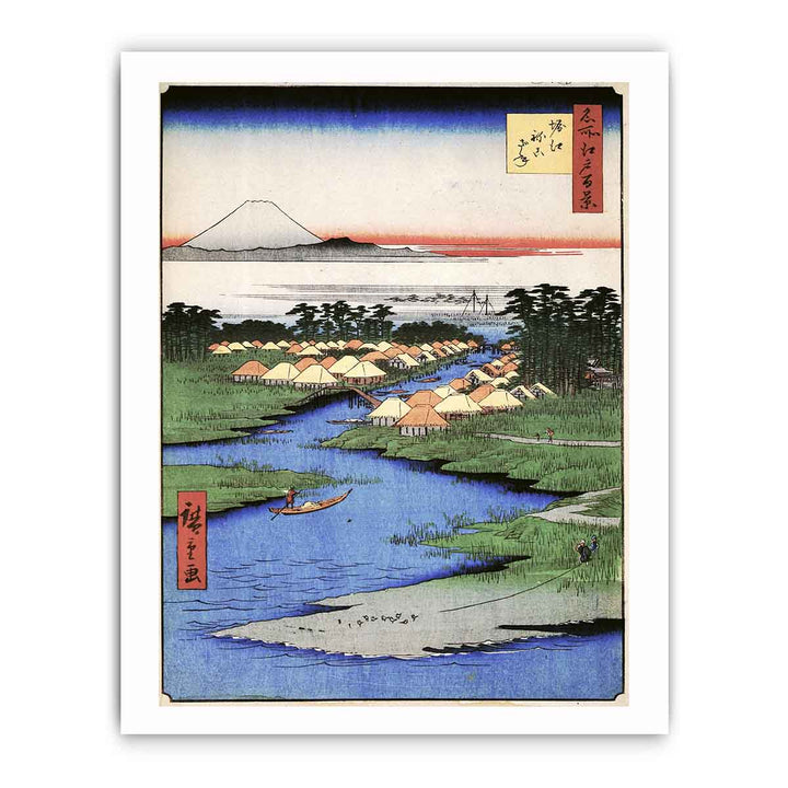 Hiroshige Men poling boats past a bank with willows