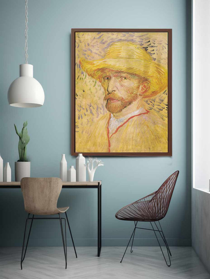 Self Portrait With A Straw Hat By Van Gogh