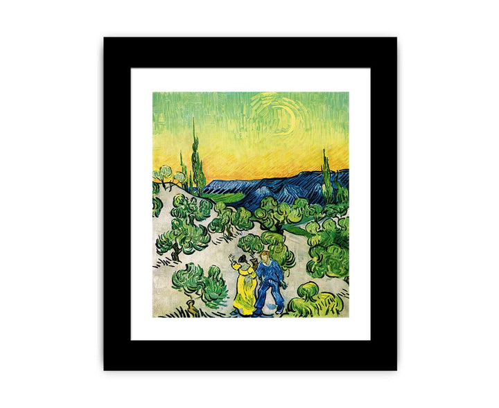 Couple In Olive tree with Crescent Moon Glish Painting