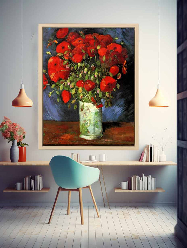 Vase with Red Poppies Art Print