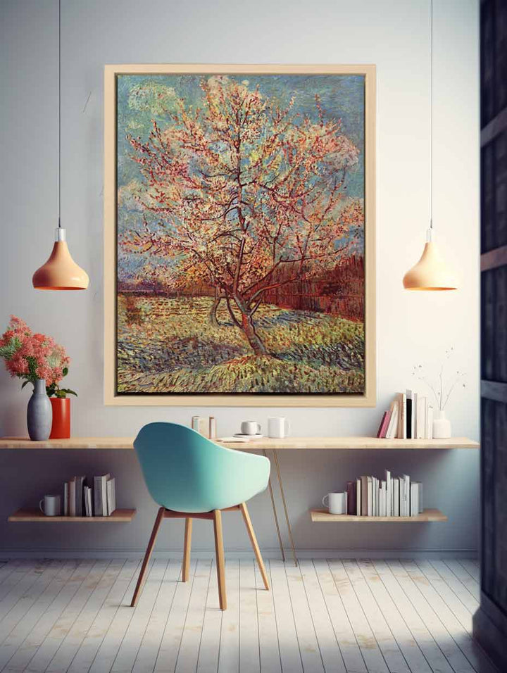 Peach Tree in Blossom / Flowering Peach Tree Art Print