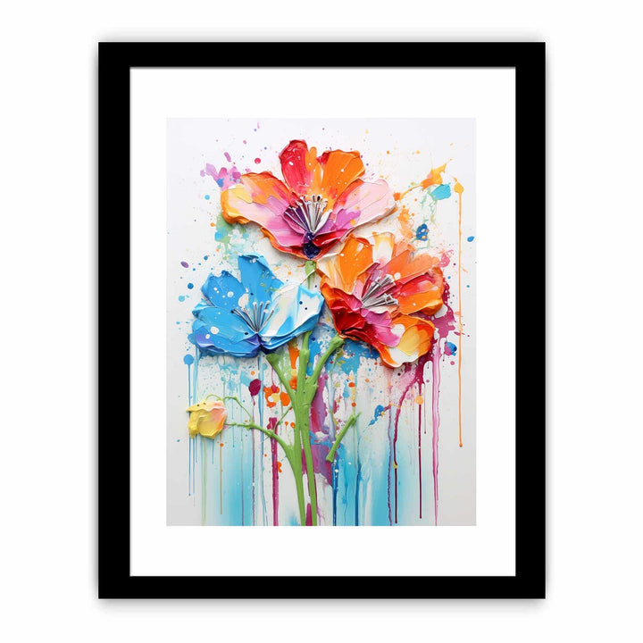 Color Drips Flower Art Painting