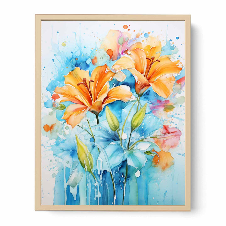  Flower Leaves  Dripping Color Painting  Poster