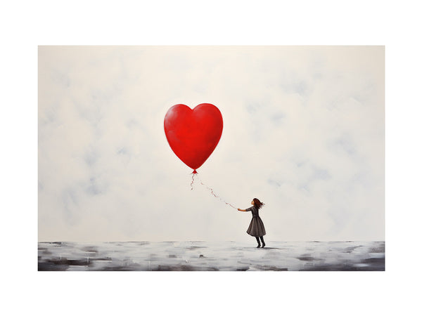 White Red Balloon Painting  
