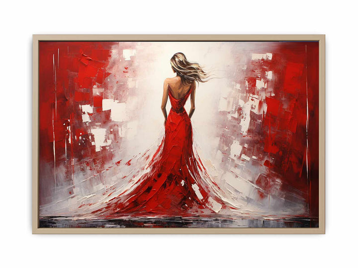 Beautiful Women Painting Red White   Framed Print