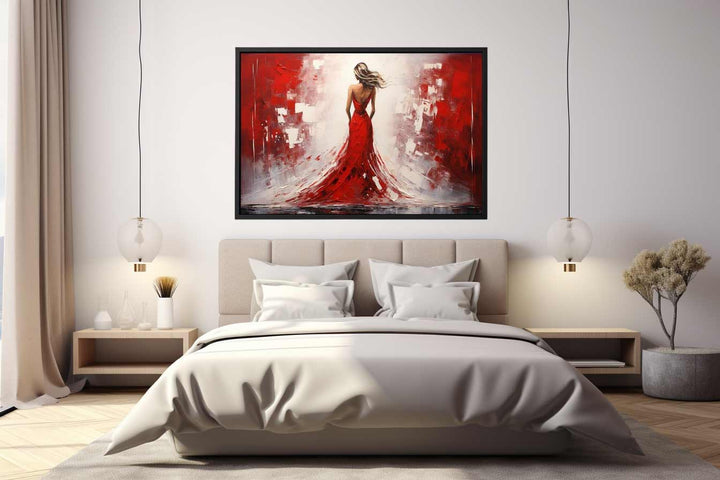 Beautiful Women Painting Red White   