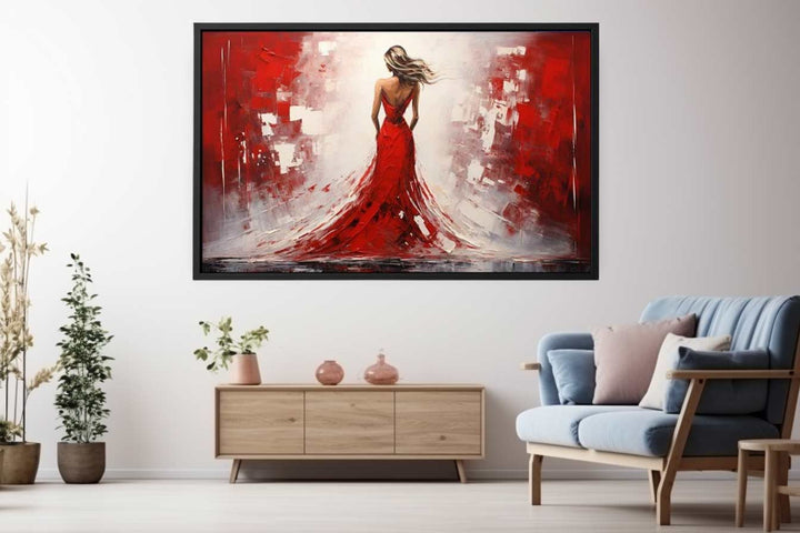 Beautiful Women Painting Red White   