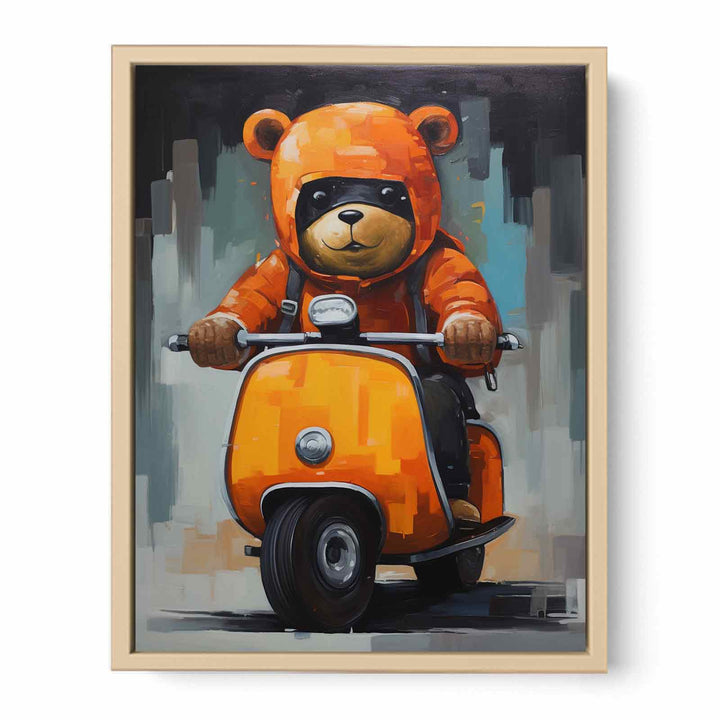 Bear Scooter Modern Art Painting  Poster