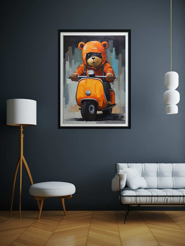 Bear Scooter Modern Art Painting 