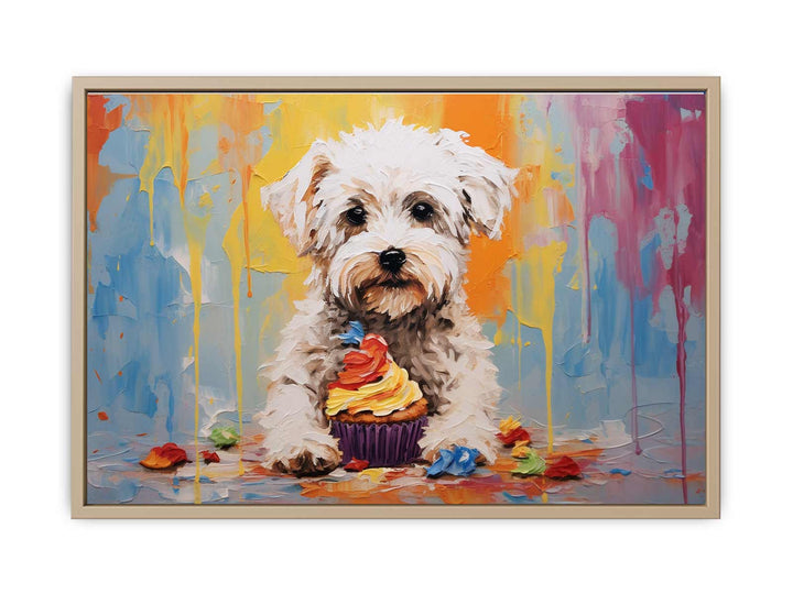 Dog Cupcake Modern Art Painting  Framed Print