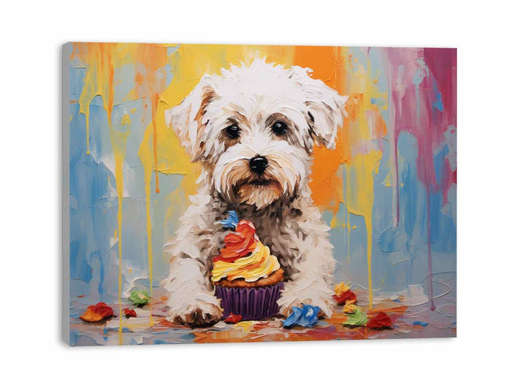 Dog Cupcake Modern Art Painting  