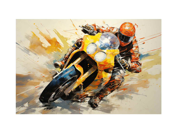Rider Motorcycle Modern Art Painting 