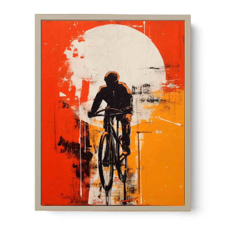 Cycle Rider Modern Art Painting  Framed Print