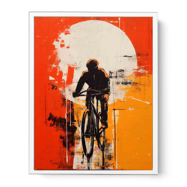 Cycle Rider Modern Art Painting  Canvas Print
