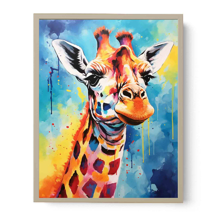 Giraffe Modern Art Painting  Framed Print