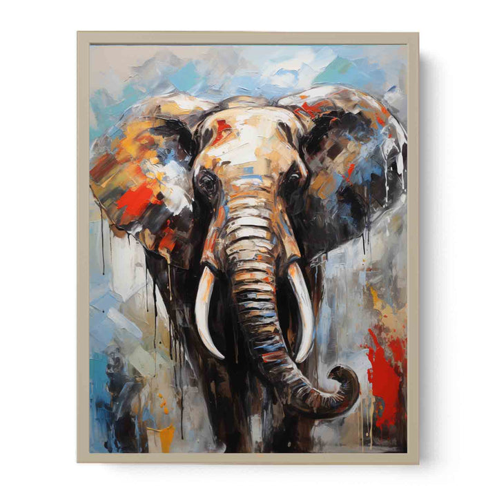 Black Elephant Modern Art Painting  Framed Print