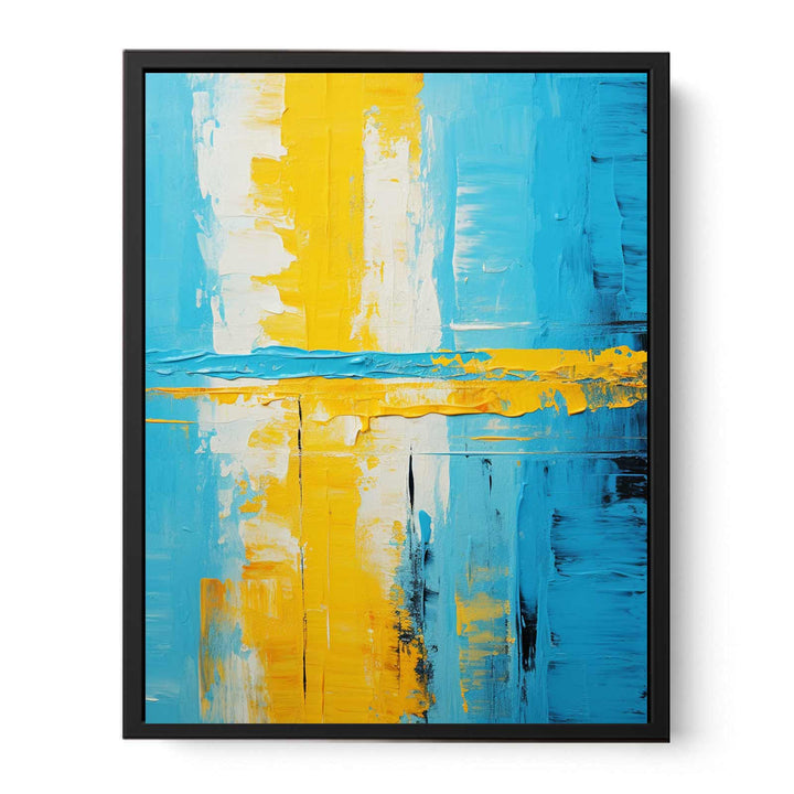 Abstract Knife Art Blue Yellow Painting