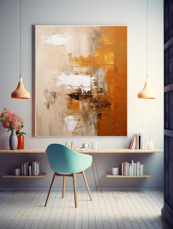 Abstract Painting Green Orange