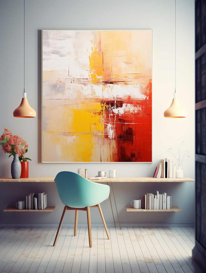 Abstract Painting Yellow Red