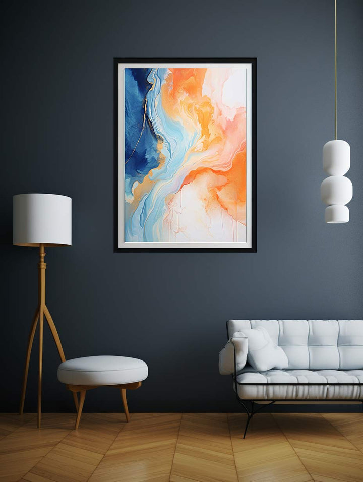Abstract Painting Blue Orange