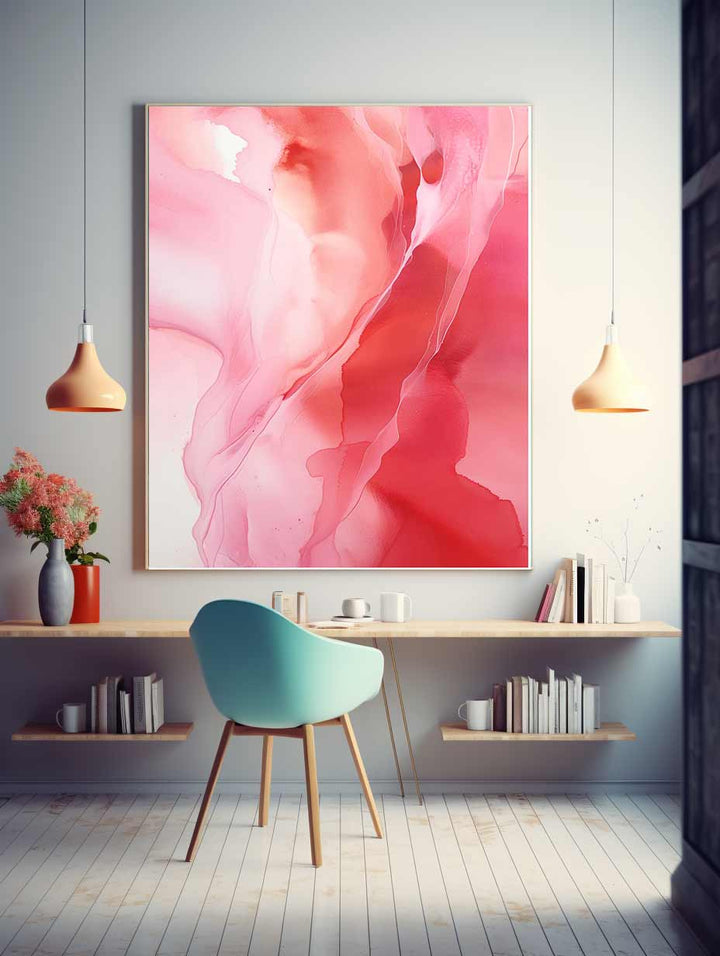 Abstract Pink And Red Painting