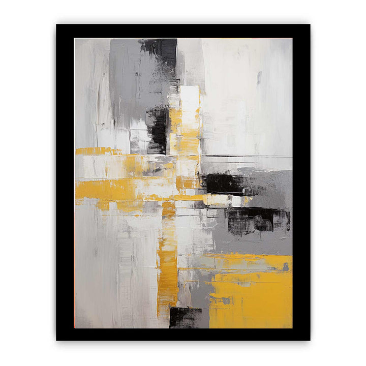 Abstract Painting Grey Yellow