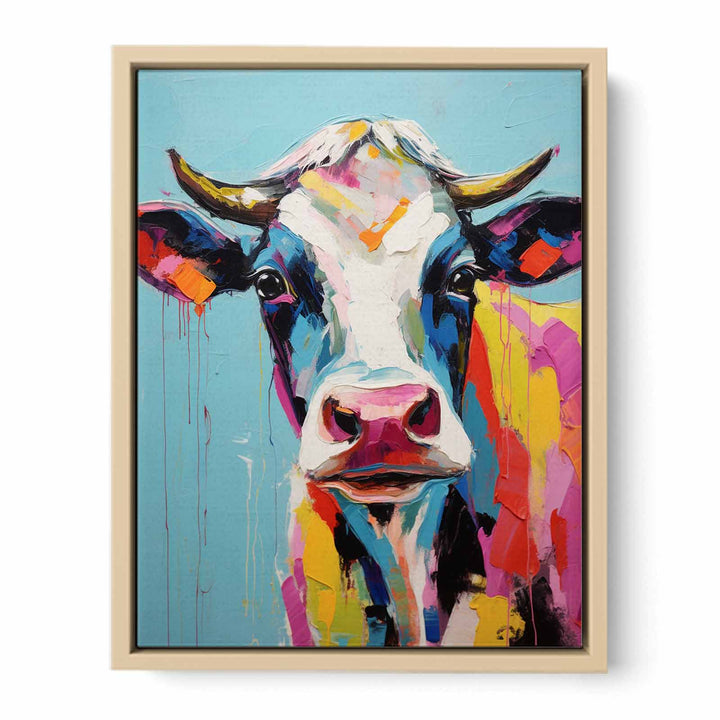 Cow Modern Art Painting  Framed Print