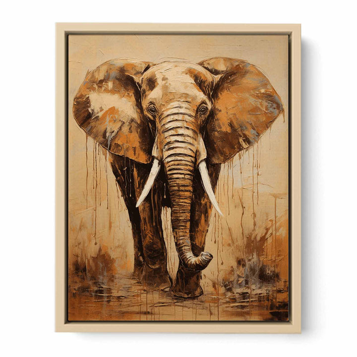 Brown Elephant Modern Art Painting Framed Print