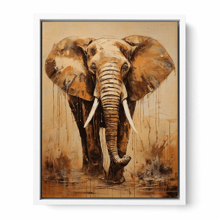 Brown Elephant Modern Art Painting Canvas Print