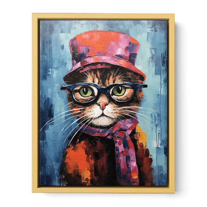 Cat Hat And Glasses Modern Art Painting  Poster