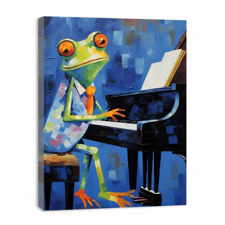 Frog Blue Piano Modern Art Painting  
