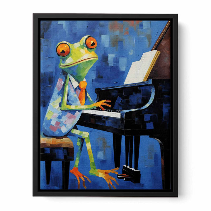 Frog Blue Piano Modern Art Painting  
